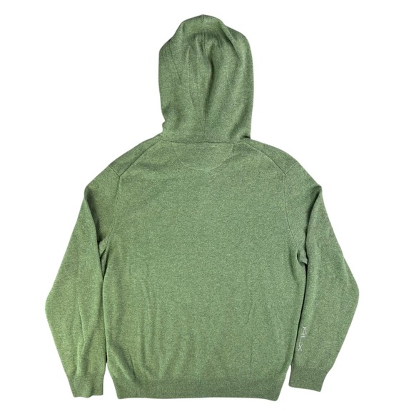 RLX Ralph Lauren Cashmere Sweater Mens Large Green Washable Hoodie NEW - Picture 2 of 8